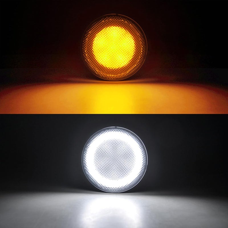 Aexploer LED Turn Signal Lights Compatible with Wrangler JK JKU 2007-2018, White Halo as Daytime Running Lights,Yellow Honycomb LED as Turn Signal 2PCS (Smoked Lens) - Image 2